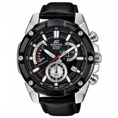 Casio Edifice EFR-559BGL-2AV men's chronograph watch, black dial, genuine black leather strap – front view
