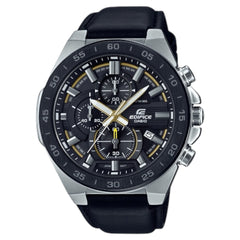 Casio Edifice EFR-564BL-1A men's chronograph watch, black dial, genuine black leather strap – front view