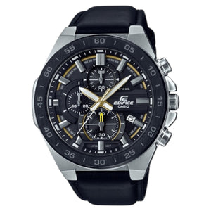 Casio Edifice EFR-564BL-1A men's chronograph watch, black dial, genuine black leather strap – front view