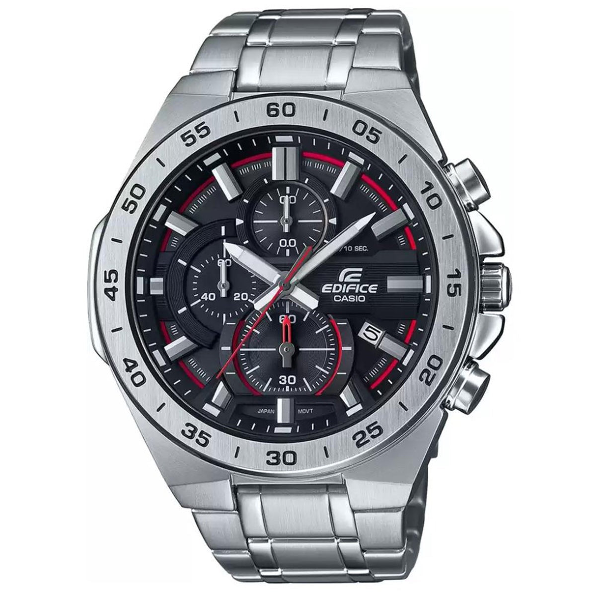 Casio Edifice EFR-564D-1AV men's chronograph watch, black dial, silver-tone stainless steel bracelet – detail view 1