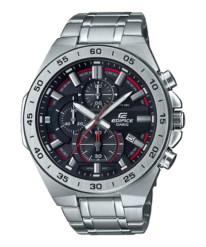 Casio Edifice EFR-564D-1AV men's chronograph watch, black dial, silver-tone stainless steel bracelet – official front view