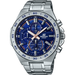 Casio Edifice EFR-564D-2AV men's chronograph watch, blue dial, silver-tone stainless steel bracelet – front view