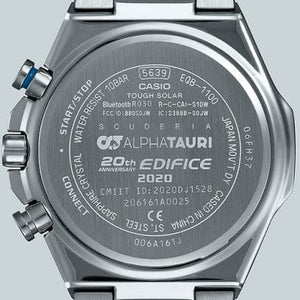 Casio Edifice EQB-1100AT-2A men's chronograph watch, blue dial, silver-tone stainless steel bracelet – detail view 2