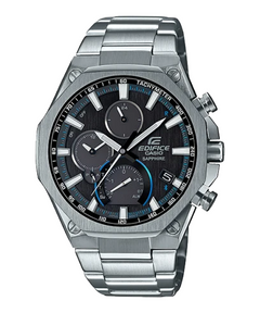 Casio Edifice EQB-1100D-1A men's chronograph watch, black dial, silver-tone stainless steel bracelet – official front view
