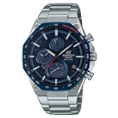 Casio Edifice EQB-1100XDB-2A men's chronograph watch, blue dial, silver-tone stainless steel bracelet – front view