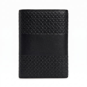 Back panel view of the Calvin Klein genuine leather wallet displaying the seamless embossed ck monogram pattern