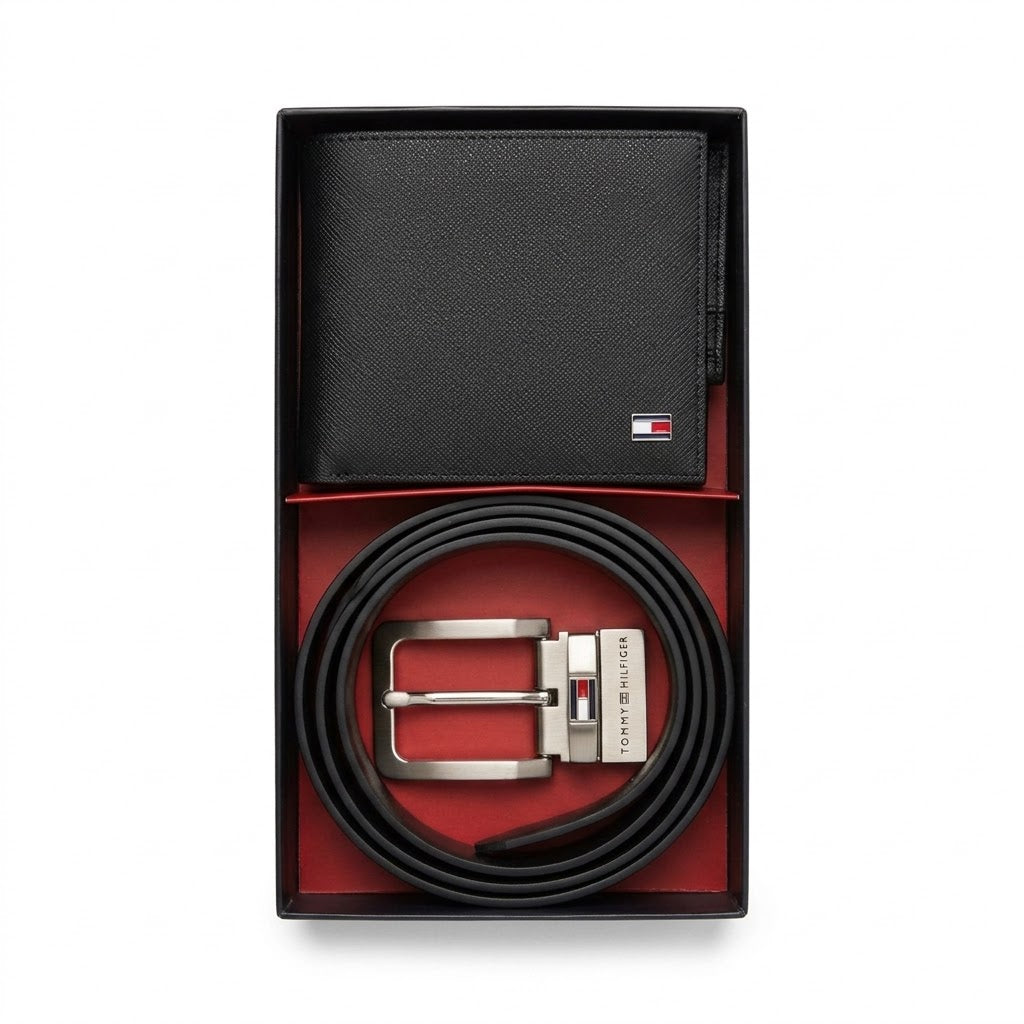 Tommy Hilfiger 3-Piece Gift Set | Wallet, Cardholder & Reversible Belt