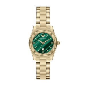 Emporio Armani Federica AR11761 Women's Watch – Green Dial & Gold Stainless Steel Strap