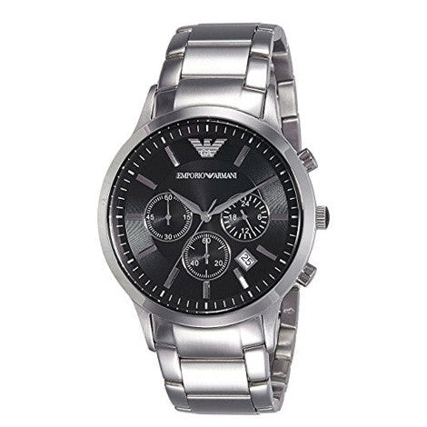 Emporio Armani AR2434 Men’s Black Dial Stainless Steel Renato Watch - Luxury Hub Store