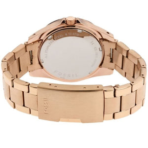 Back view photo of Fossil Riley ES2811 showing the stainless steel caseback