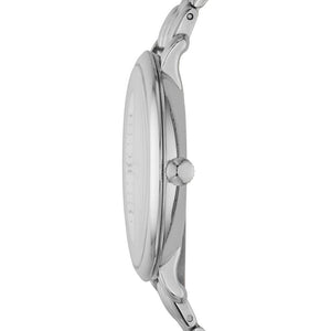 Side view photo of Fossil ES3433 showing case thickness and silver strap connection