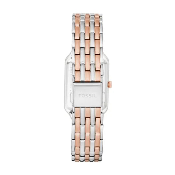 Back view photo of Fossil Raquel ES5222 showing the stainless steel caseback