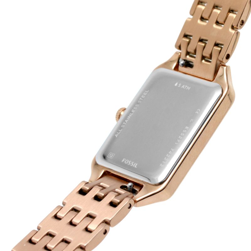 Back view photo of Fossil Raquel ES5271 showing the stainless steel caseback
