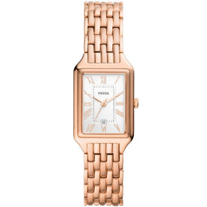Authentic real-life photo of Fossil Raquel ES5271 showing actual rose gold finish and white dial