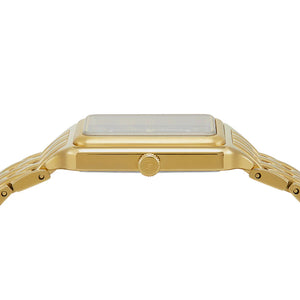 Detail photo of the gold crown on the Fossil Raquel ES5341 watch