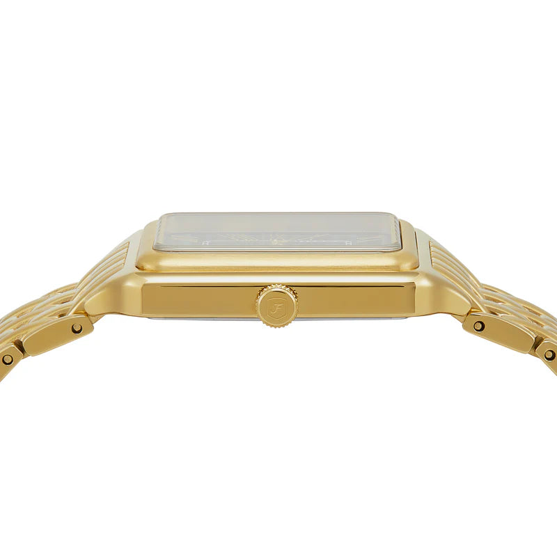 Detail photo of the gold crown on the Fossil Raquel ES5341 watch