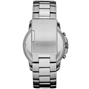 Silver smartwatch on a white background