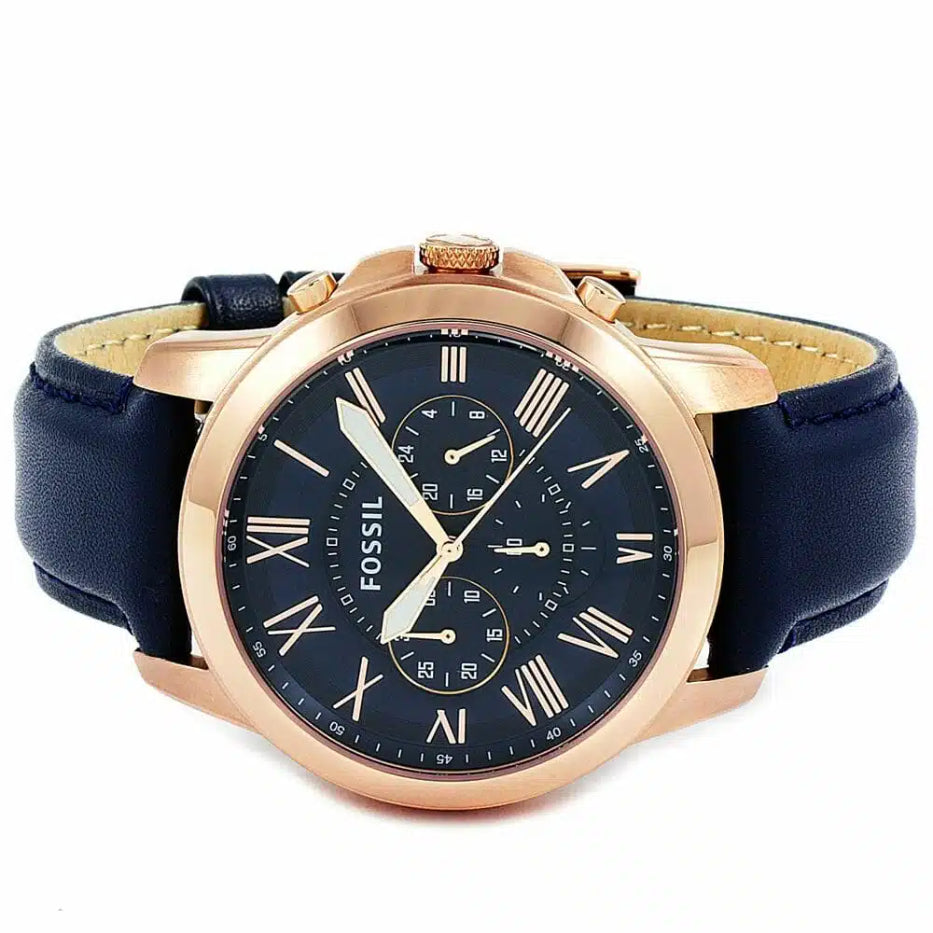 Right side profile of the Fossil Grant FS4835 showing the crown and chronograph pushers.