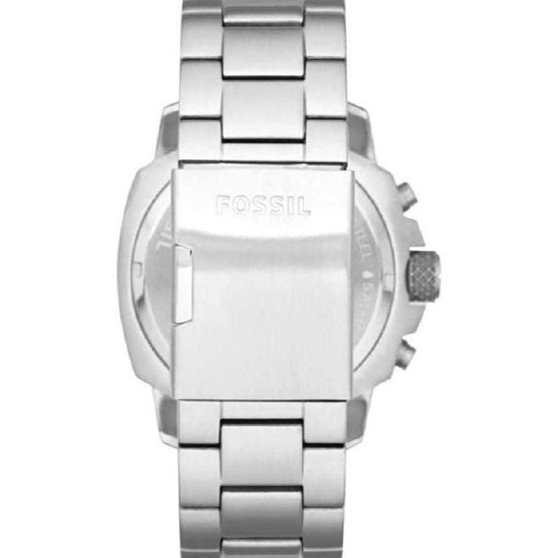 Back view photo of Fossil FS4926 showing the stainless steel caseback and Fossil branding