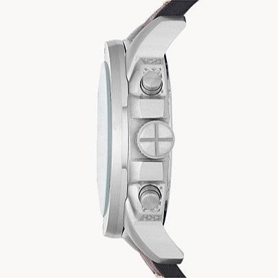 Side view photo of Fossil FS4929 showing case thickness and leather strap connection