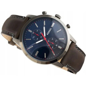 Right side profile of the Fossil Townsman FS5378 showing the crown and chronograph pushers.