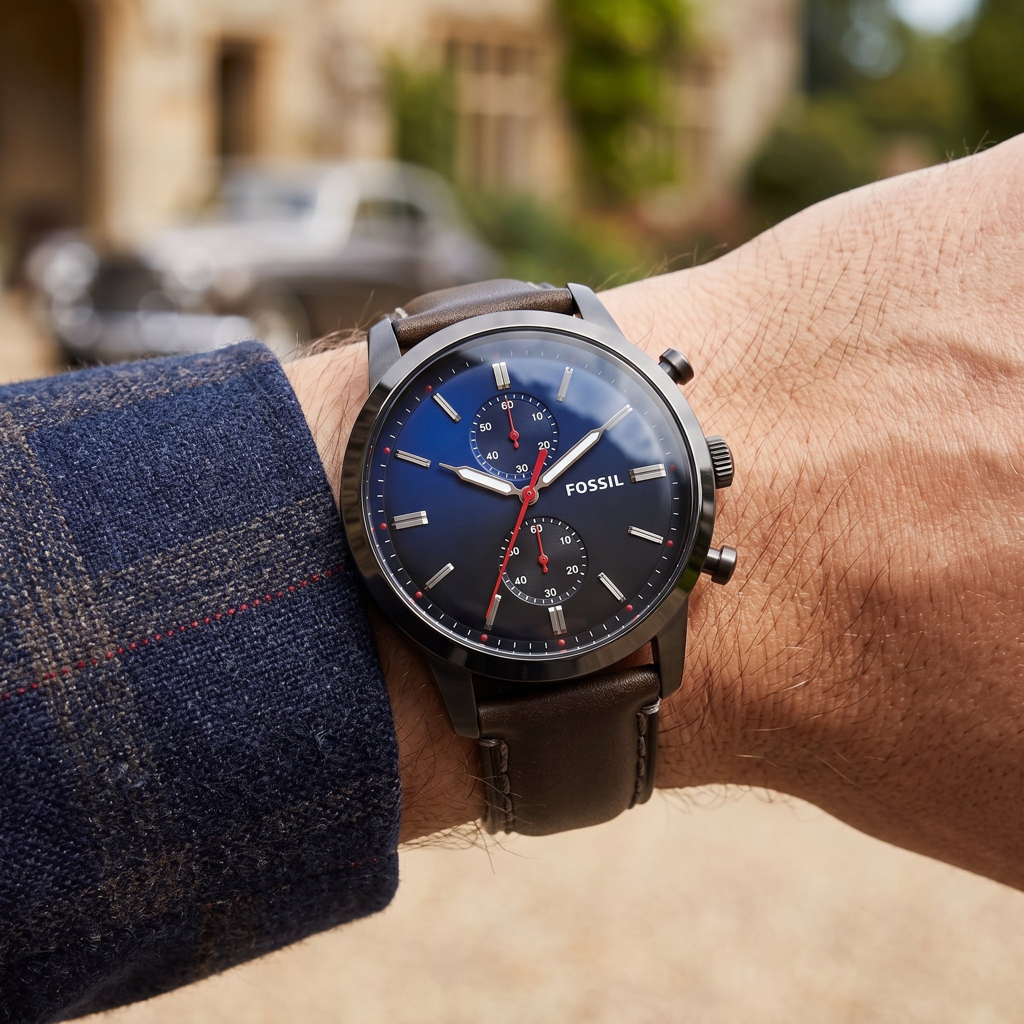 Fossil Townsman FS5378 men's chronograph watch worn on the wrist.