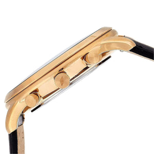 Side view photo of Fossil FS5381 showing case thickness and leather strap connection