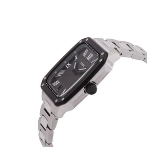Perspective photo of Fossil FS6122 showing the side profile and polished silver finish