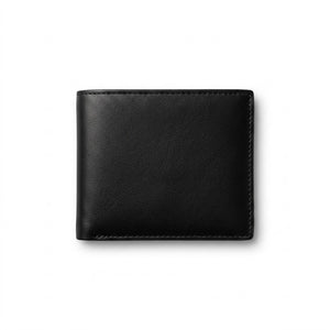 Back panel view of the Calvin Klein genuine leather wallet displaying the seamless embossed ck monogram pattern