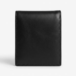 Full back view product photography of the Tommy Hilfiger minimalist smooth black genuine leather wallet