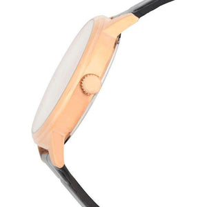 Detailed side view of the rose gold crown on the Guess W0870G2