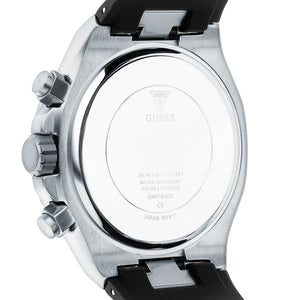 Back view of the Guess GW0583G1 watch showing the stainless steel caseback and Empire details
