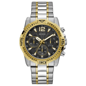 Guess Commander GW0056G4 men's watch with two-tone silver and gold stainless steel bracelet and black dial