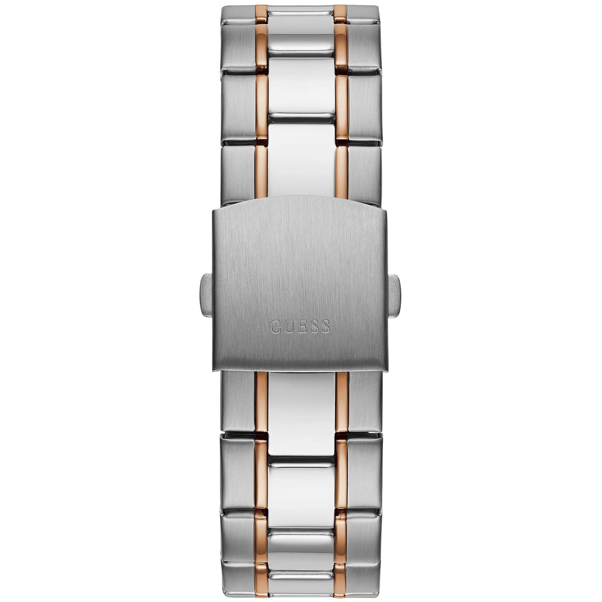 Stainless steel deployment clasp on the bracelet of the Guess GW0056G5