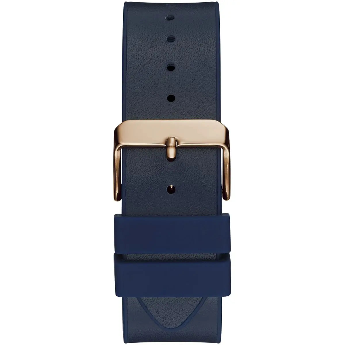 Detail of the blue silicone strap with leather texture effect on Guess GW0202G4