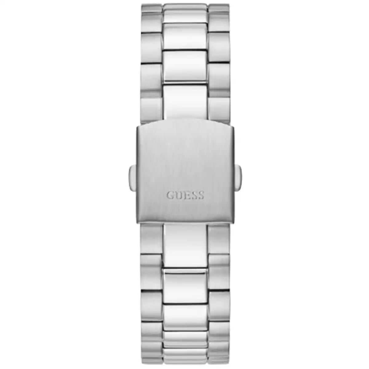 Silver-tone pilot buckle on the stainless steel bracelet of the Guess GW0265G1
