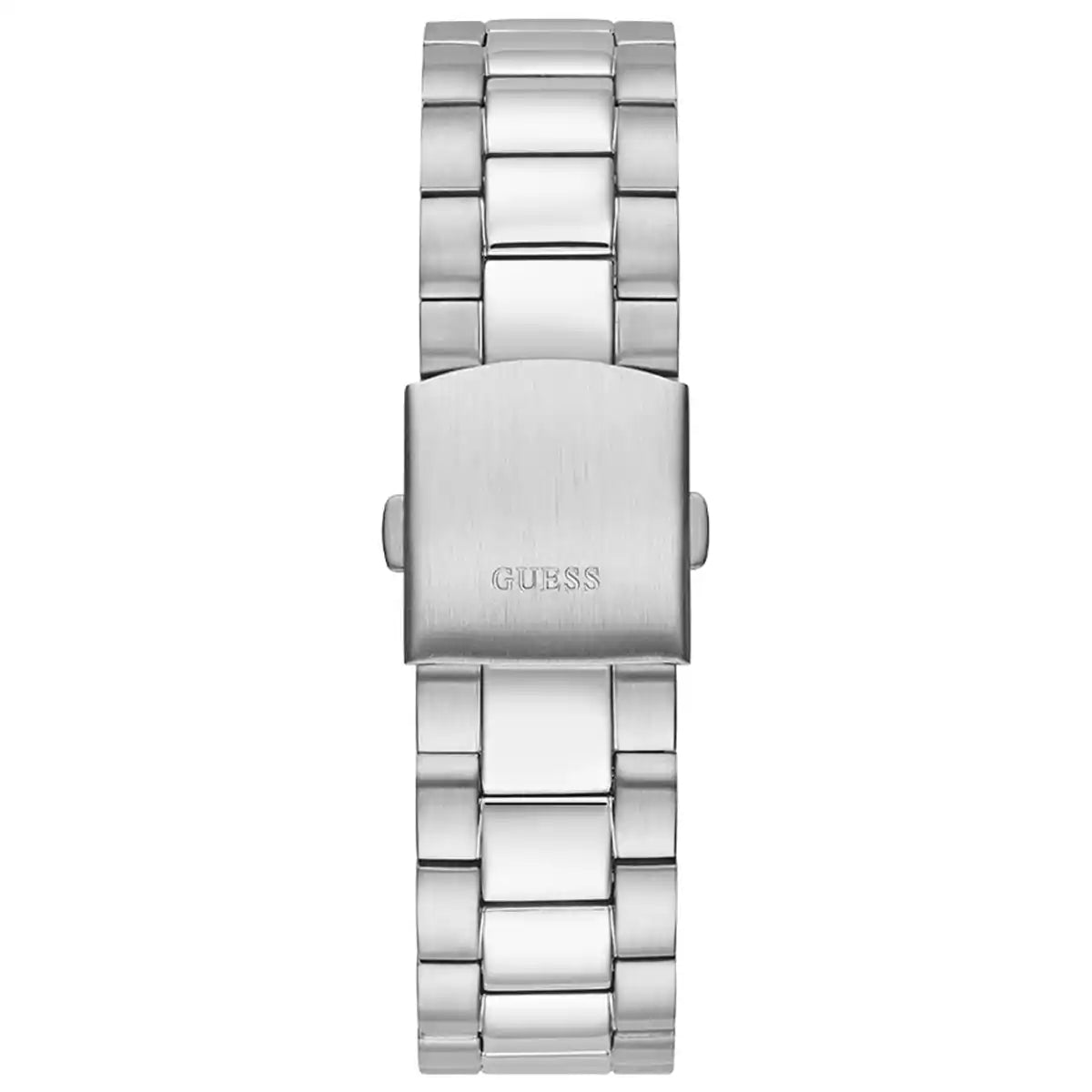 Detailed side view of the silver crown on the Guess GW0265G6