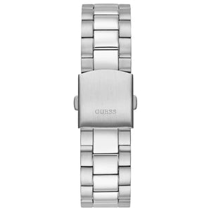Detailed side view of the silver crown on the Guess GW0265G6