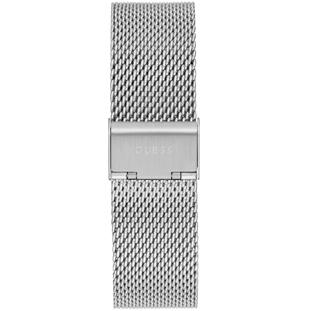 Silver adjustable jewelry clasp on the mesh bracelet of the Guess GW0368G1