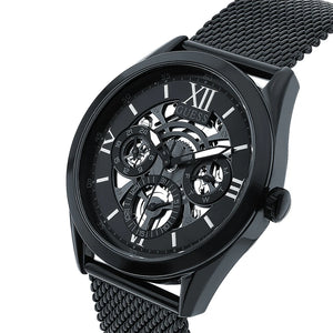 Angled profile of Guess GW0368G3 showing the matte black industrial bezel