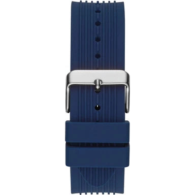 Close-up of the textured blue rubber strap on Guess GW0417G1