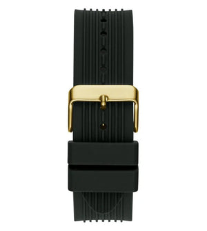 Close-up of the textured black rubber strap on Guess GW0417G4