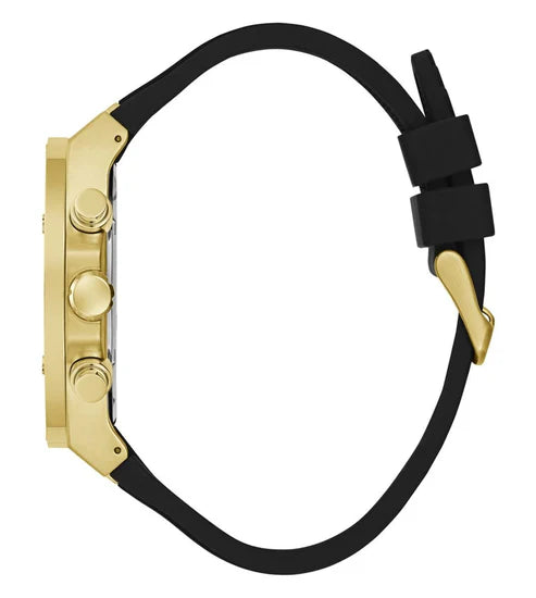 Side view of Guess GW0417G4 highlighting the gold crown and case thickness