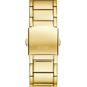 Close-up of the polished gold-tone stainless steel bracelet links on GW0456G3
