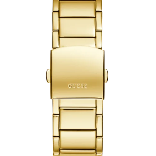 Close-up of the polished gold-tone stainless steel bracelet links on GW0456G3