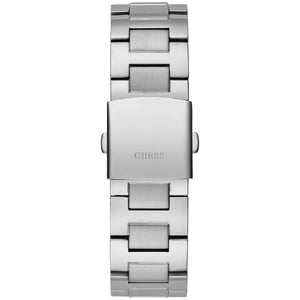 Silver-tone deployment clasp on the stainless steel bracelet of the Guess GW0489G3