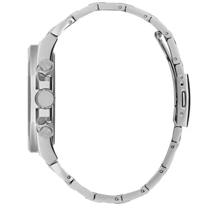 Side profile view of the 12.5mm silver case of the Guess GW0489G3