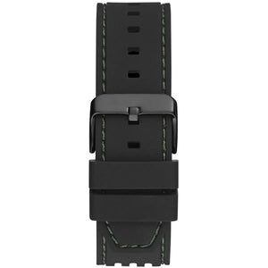 Close-up of the high-quality black rubber strap on Guess GW0499G7 Phoenix