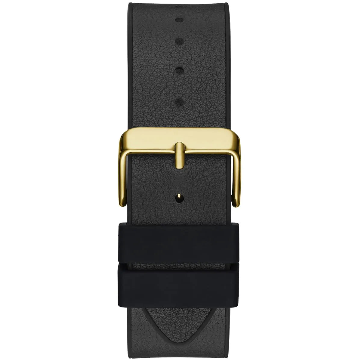 Close-up of the premium black rubber strap on the Guess Legend watch