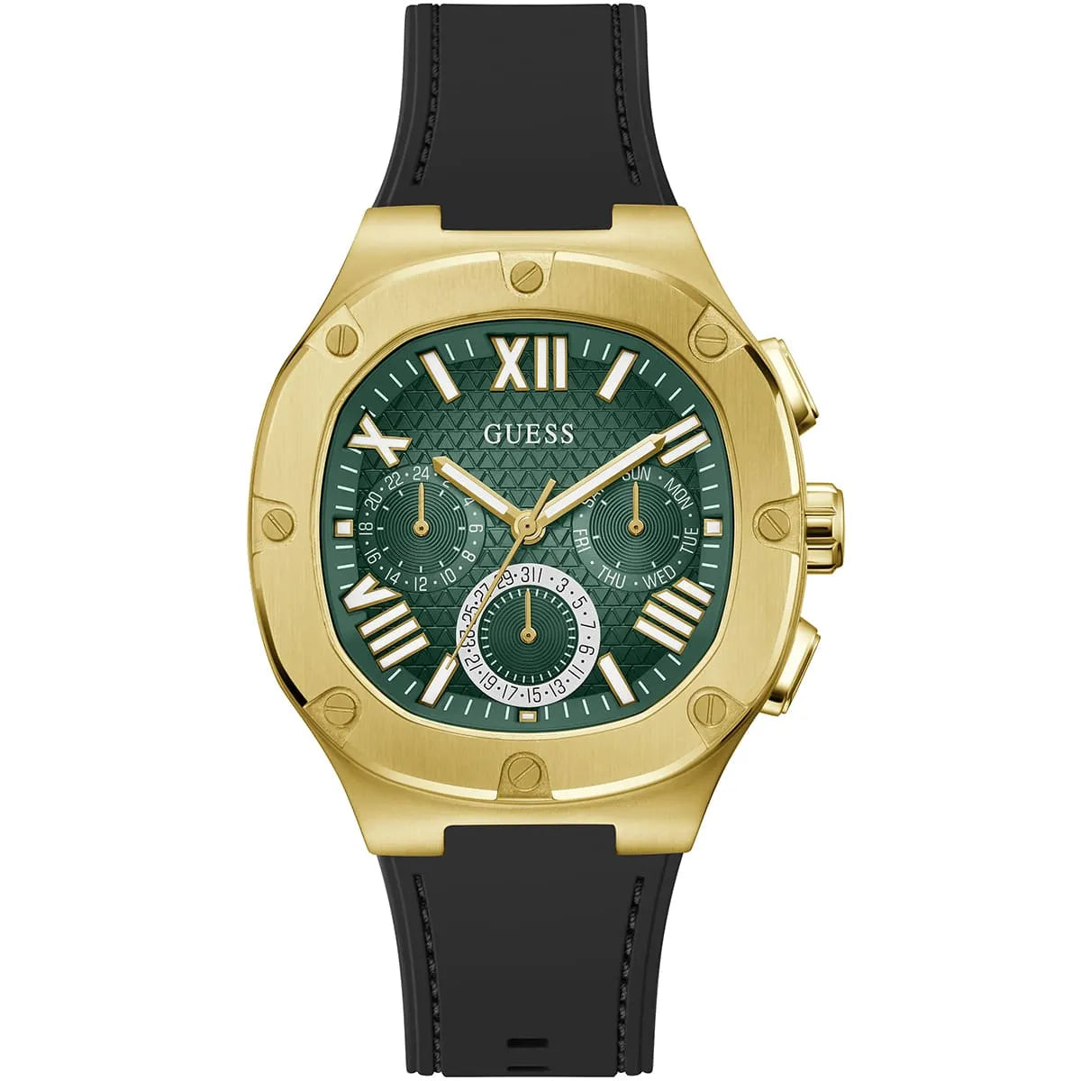 Guess Headline GW0571G3 men's watch with gold-tone case and green textured dial
